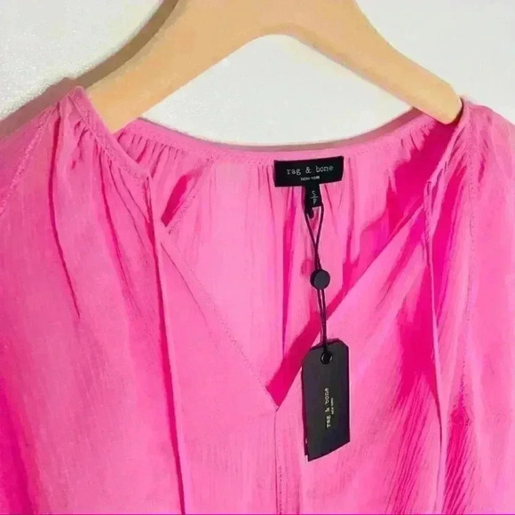 Rag and Bone Melody Silk Blouse Pink Small - Picture 4 of 10
